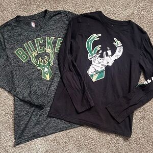 Milwaukee Bucks Kids M and L Long Sleeve Shirts
